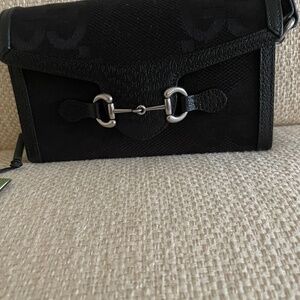 Gucci Horsebit 1955 Flap Crossbody Bag Jumbo GG Canvas Mini